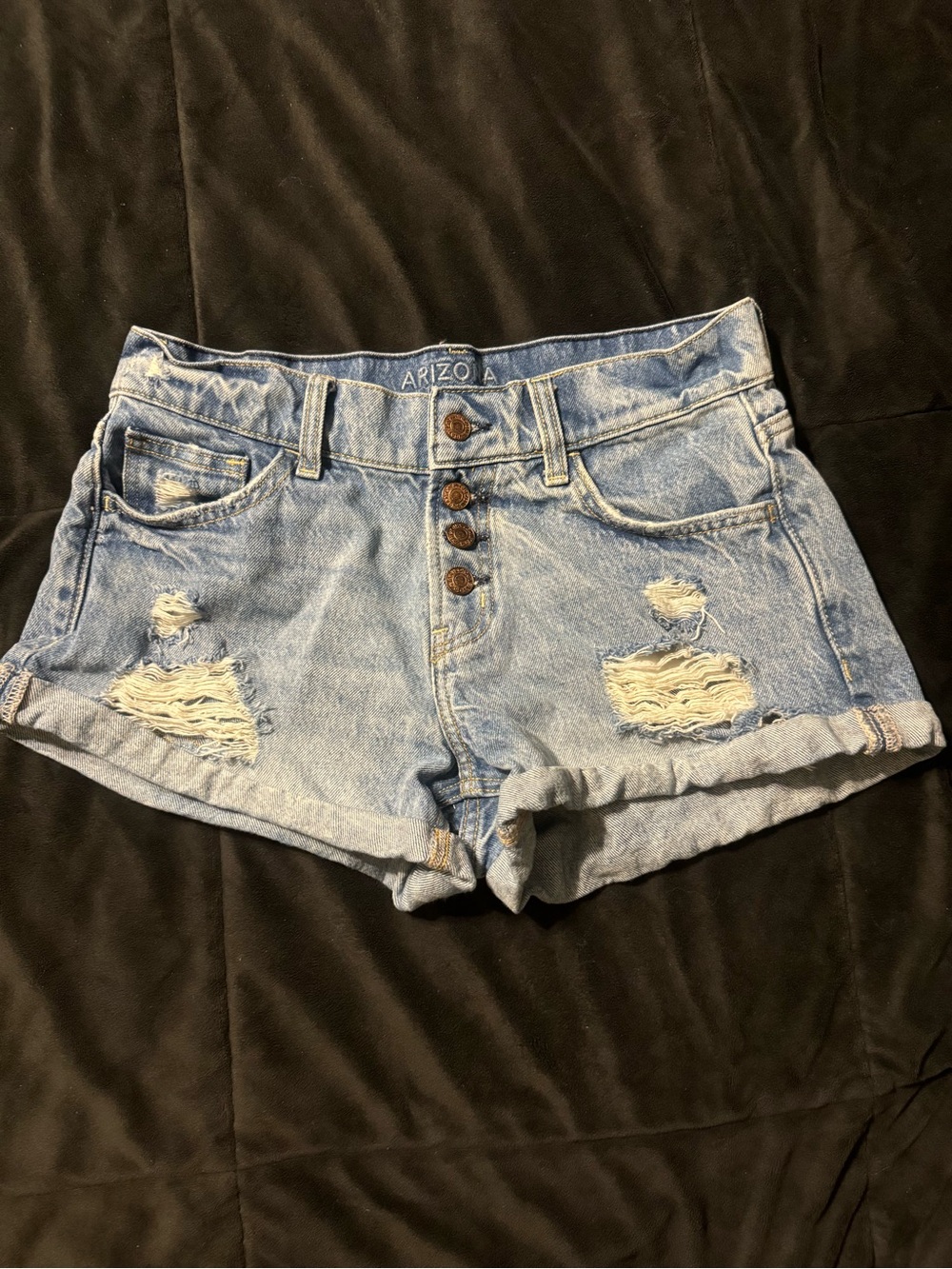 Arizona Y2K Low Rise Distressed Denim Shorts Size 5